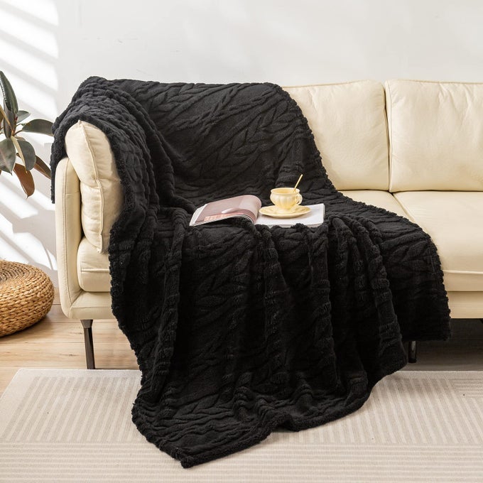 SHERPA THROW BLANKET3D STYLISH DESIGN SUPER SOFT FUZZY COZY WARM BLANKET THICK PLUSH FLUFFY FURRY BLANKETS FOR TEEN GIRLS WOMEN COUCH BED SOFA CHAIR MEN BOYS GIFT BLACK50X65
