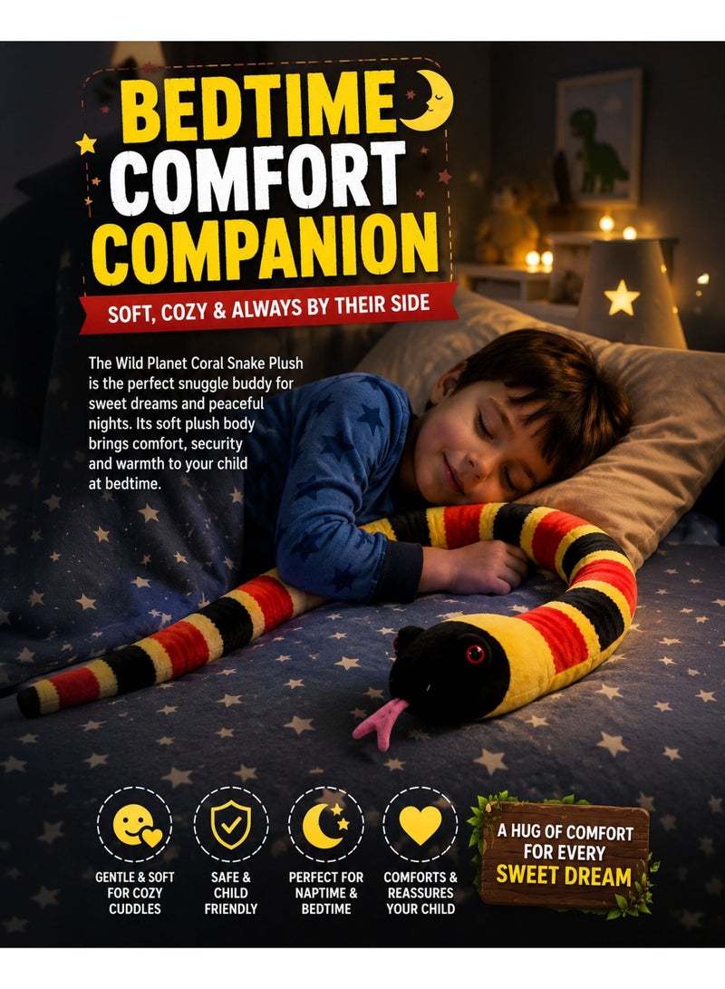 Wild Planet Coral Snake Plush 103cm Long Realistic Snake Stuffed Animal Soft Flexible Reptile Plush Toy Large Wildlife Snake Pillow Educational Jungle Animal Plush Gift for Boys Girls Kids - Image 2