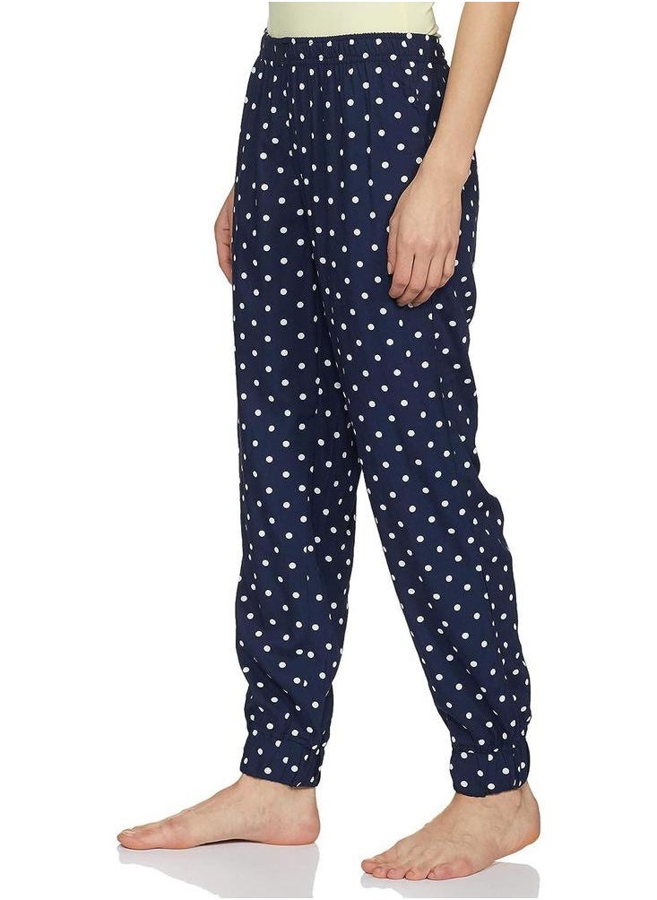 Unwind & Co. Navy Polka Viscose Women Joggers  - Image 3
