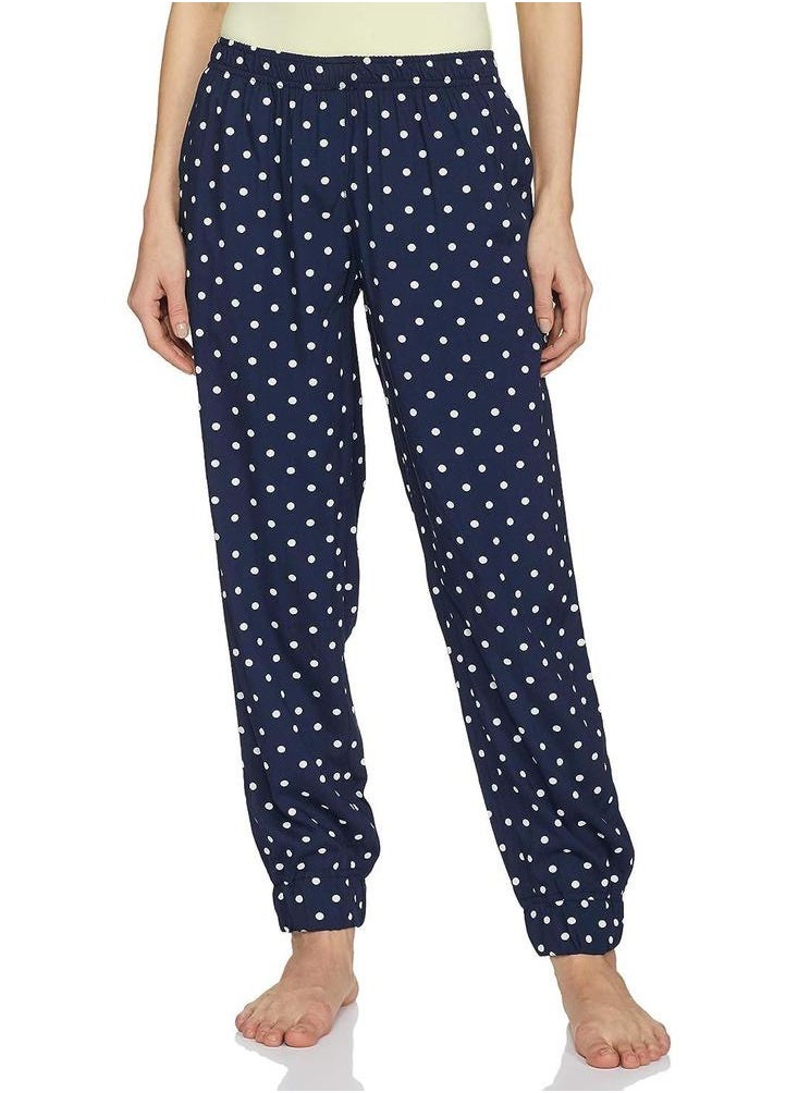 Unwind & Co. Navy Polka Viscose Women Joggers  - Image 1