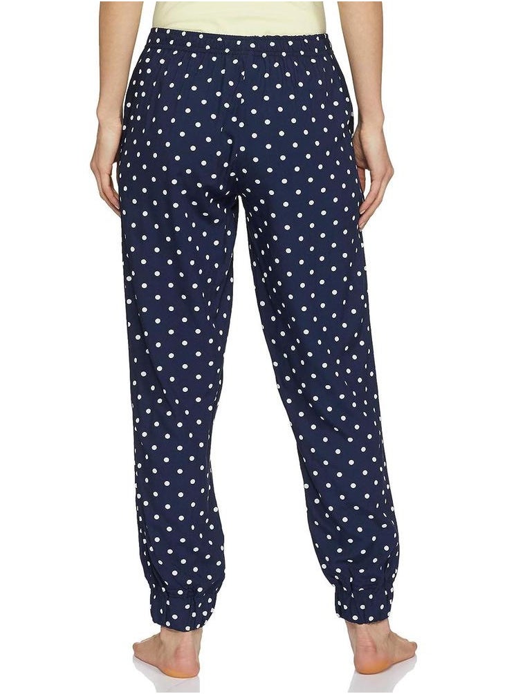 Unwind & Co. Navy Polka Viscose Women Joggers  - Image 2