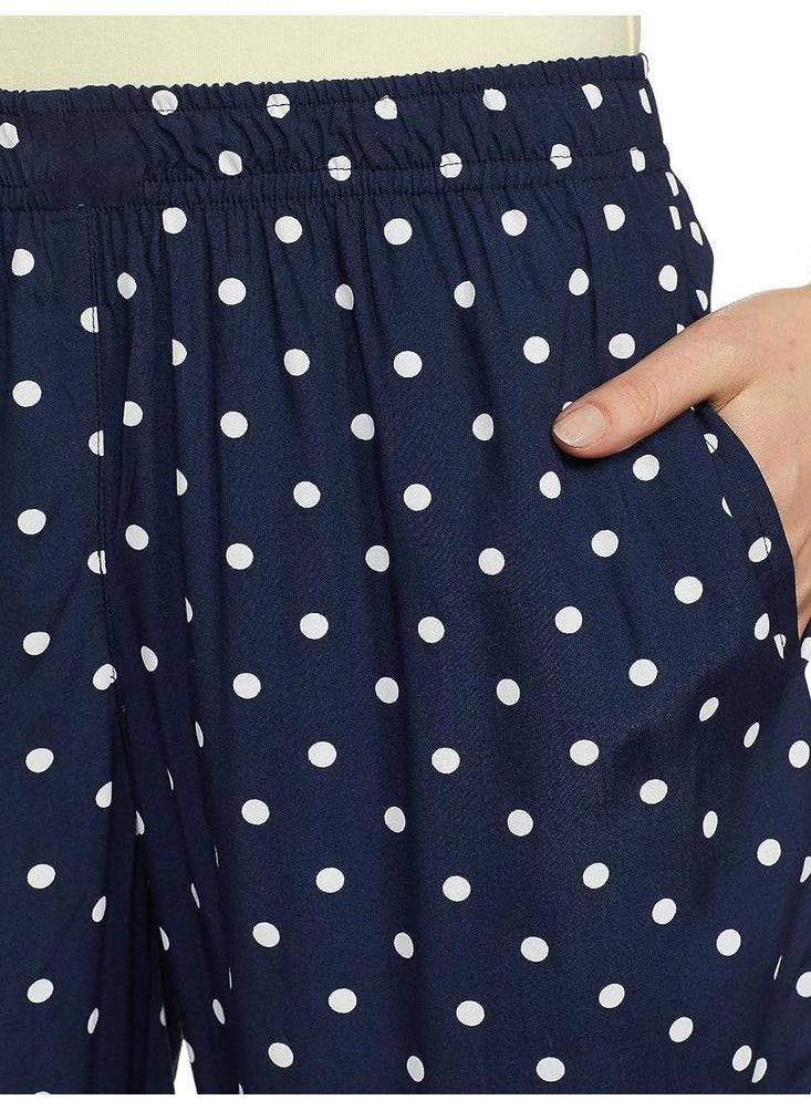 Unwind & Co. Navy Polka Viscose Women Joggers  - Image 4