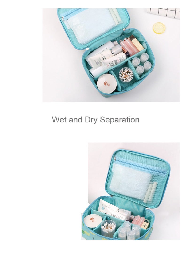 DIGI CORE Travel Makeup Bag Cosmetic Bags For Women Portable Pouch Open Flat Toiletry Bag Makeup Organizer With Divider And Handle Travel Kit Organizer - Image 1