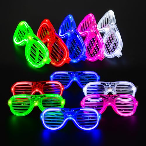 FathiSooc 25 Packs LED Glasses 5 Neon Colors glow in the dark party supplies Favor for Kids Adult Glow sticks Light Up Glasses fit Holiday Birthday Valentines Day and Halloween Party Supplies Cosplay Christmas - Image 1