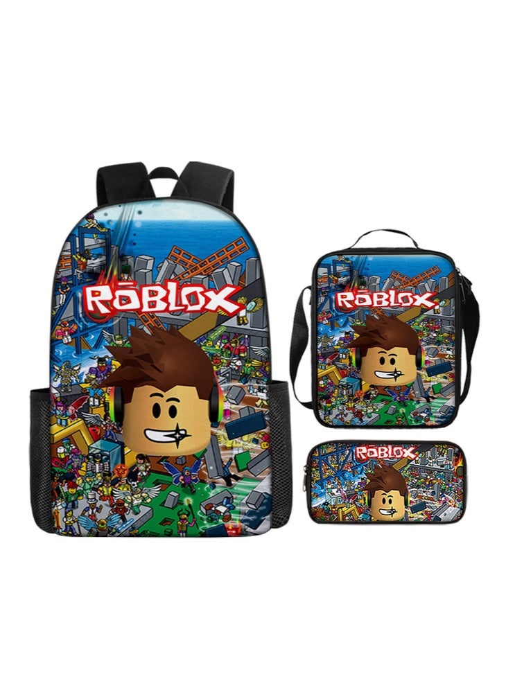 روبلوكس على ظهره مقلمة حقيبة ثلاثة قطعة دعوى الرجال والنساء الترفيه الرياضة حقيبة السفر طالب حقيبة المدرسة - Image 1