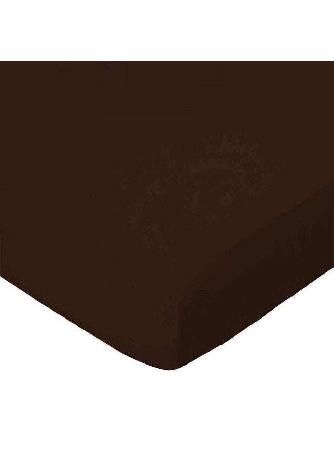 SHEETWORLD.COM SheetWorld 100% Cotton Percale Extra Deep Fitted Portable Mini Crib Sheet 24 x 38 x 5.5, Solid Brown Woven, Made in USA - Image 1