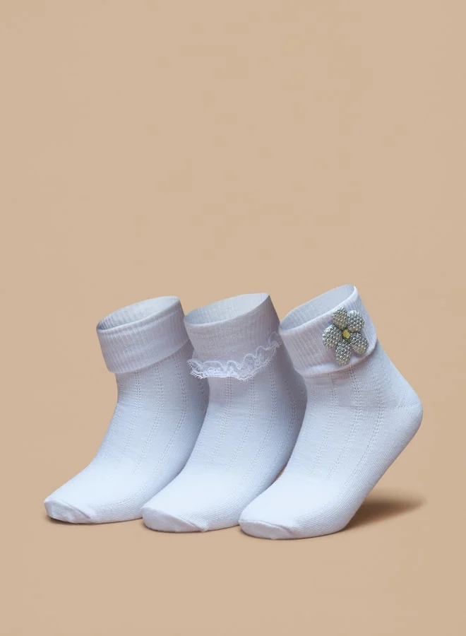 Flora Bella Boys's Frill Detail Socks - Set of 3