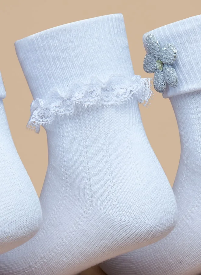 Flora Bella Boys's Frill Detail Socks - Set of 3