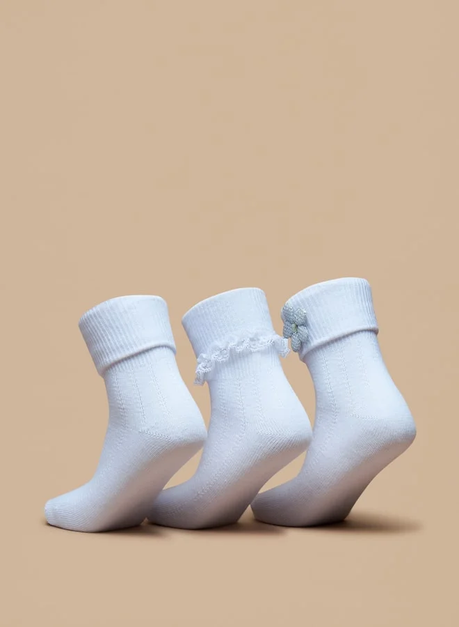 Flora Bella Boys's Frill Detail Socks - Set of 3