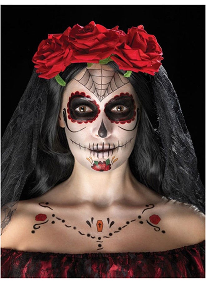 Smiffys - Day Of The Dead Face Tattoo Transfers Kit - Image 1