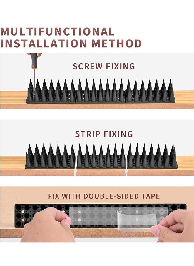 Optico - Bird Spikes, Bird Deterrent Spikes for Small Birds Pigeon Raccoon Squirrel Crow Bird Defender Spikes for Outside to Keep Birds Away, Plastic Fence Spikes for Roof and Railing Black (10PCS) - Image 1