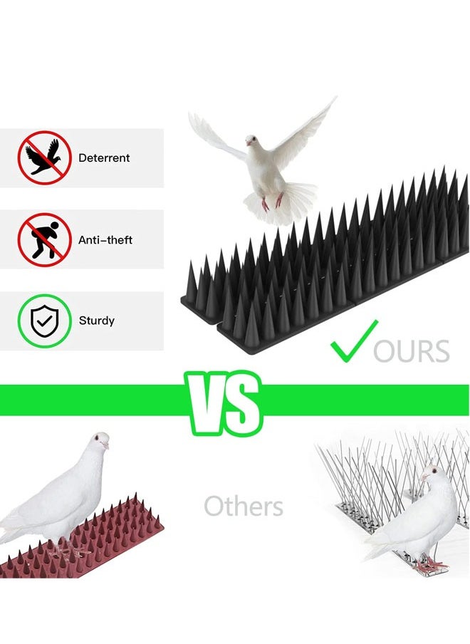 Optico - Bird Spikes, Bird Deterrent Spikes for Small Birds Pigeon Raccoon Squirrel Crow Bird Defender Spikes for Outside to Keep Birds Away, Plastic Fence Spikes for Roof and Railing Black (10PCS) - Image 1