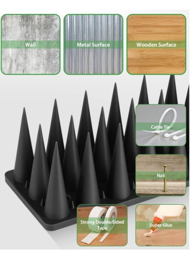 Optico - Bird Spikes, Bird Deterrent Spikes for Small Birds Pigeon Raccoon Squirrel Crow Bird Defender Spikes for Outside to Keep Birds Away, Plastic Fence Spikes for Roof and Railing Black (10PCS) - Image 1