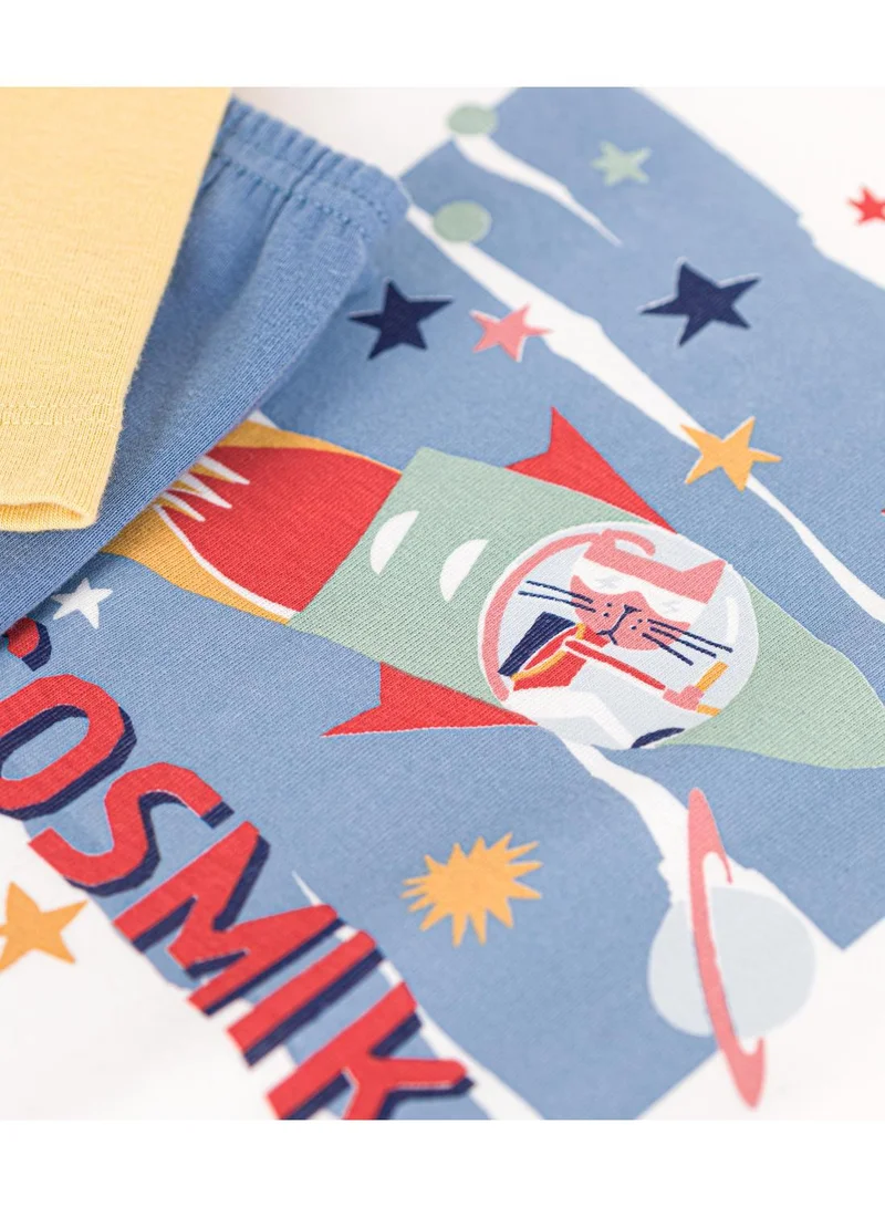 Petit Bateau Children's space-themed plain cotton pyjamas