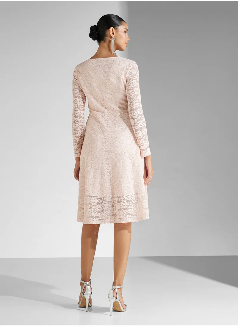 Ginger Boutique Lace Embroidered Skater Dress