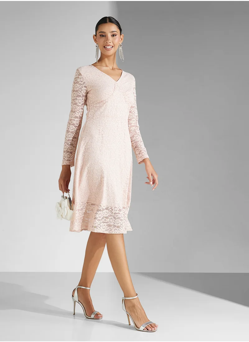 Ginger Boutique Lace Embroidered Skater Dress