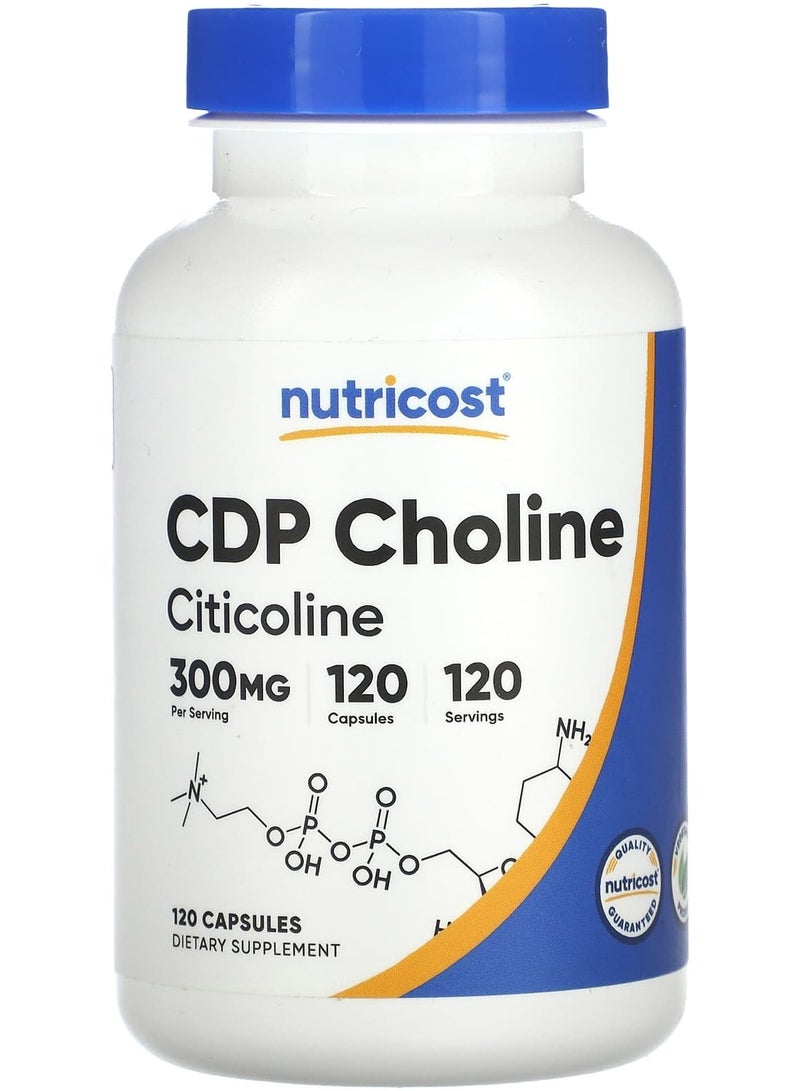 Nutricost CDP Choline, Citicoline, 300 mg, 120 Capsules