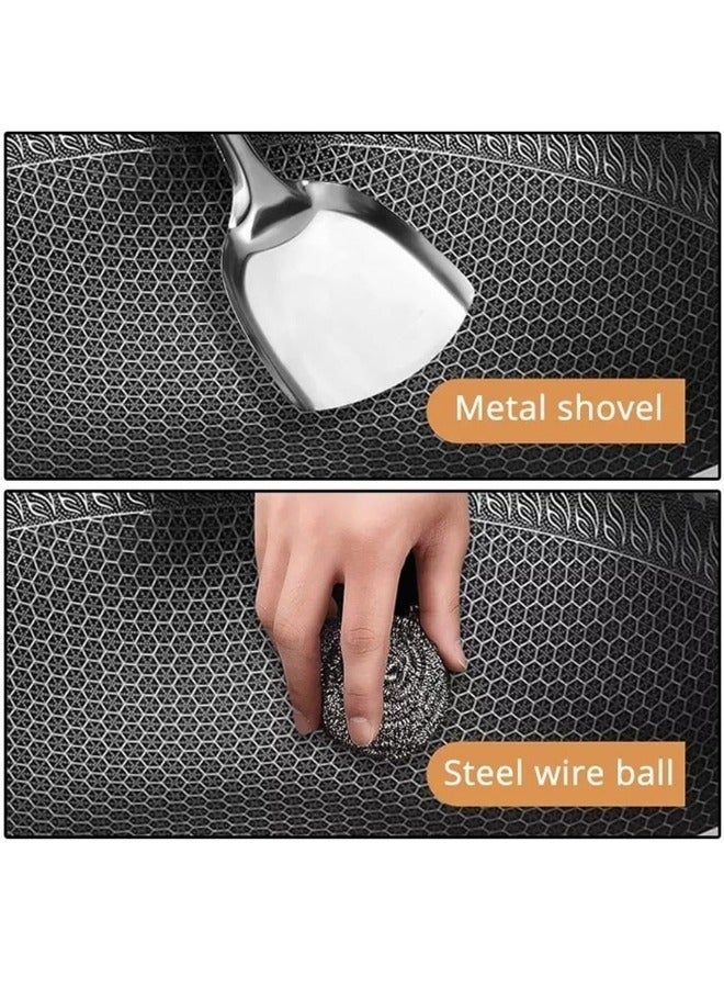 كيتشينو مقلاة ووك غير لاصقة من الفولاذ المقاوم للصدأ مع مقبض - هيكل قرص العسل - 28 سم - Image 4