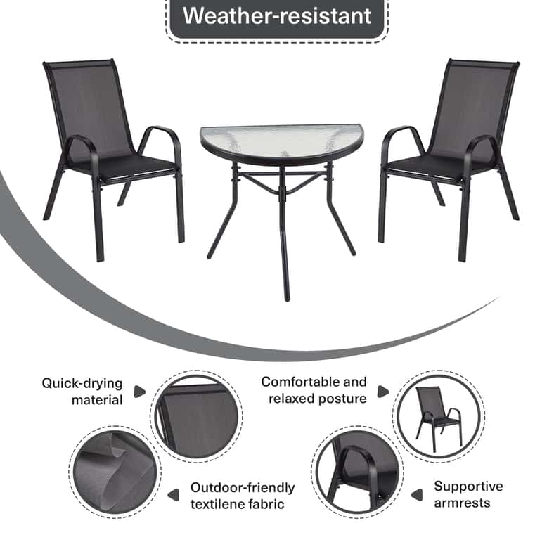 Pan Home طقم شرفة بوند 1+2 - أسود - Image 1