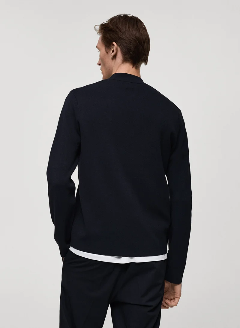 مانجو مان Medium-Knit Sweater With A Funnel Neck And Zip