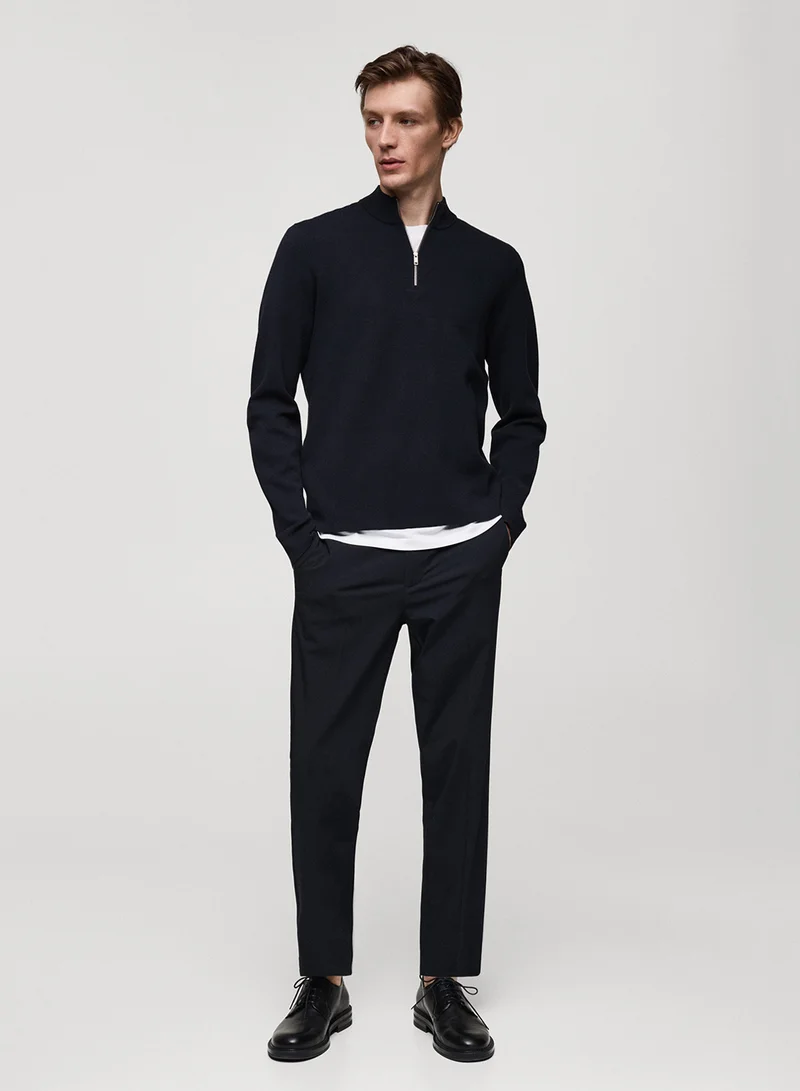 مانجو مان Medium-Knit Sweater With A Funnel Neck And Zip