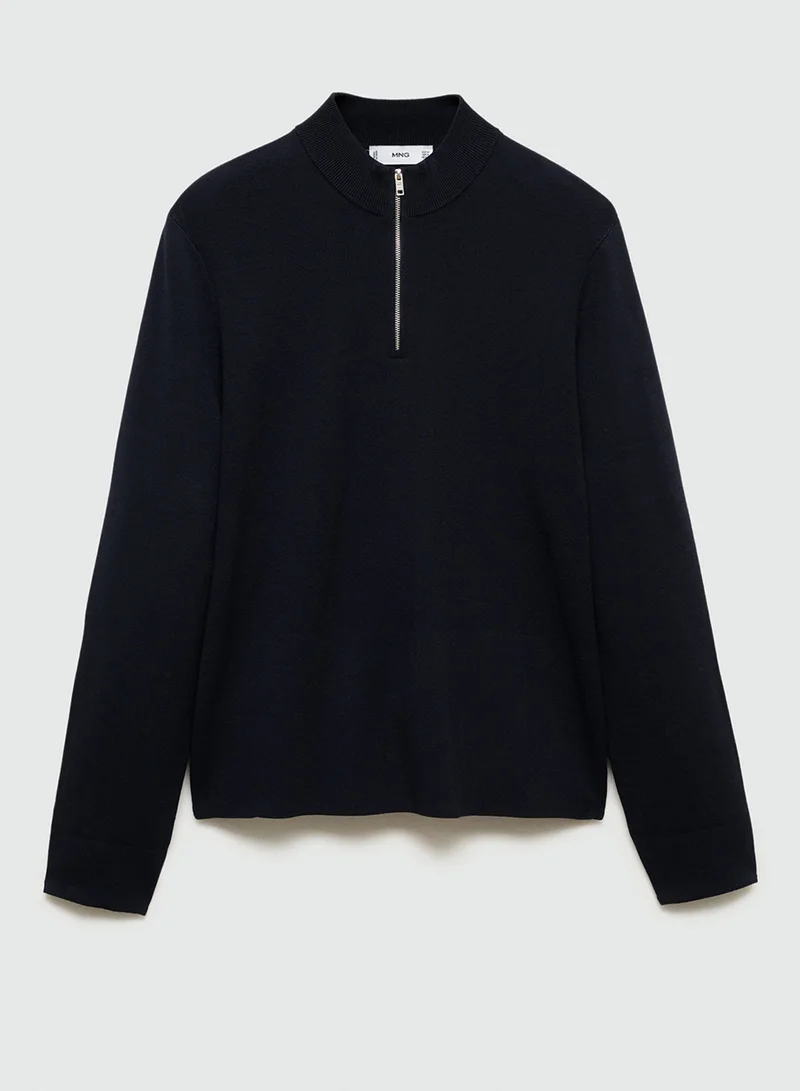 مانجو مان Medium-Knit Sweater With A Funnel Neck And Zip