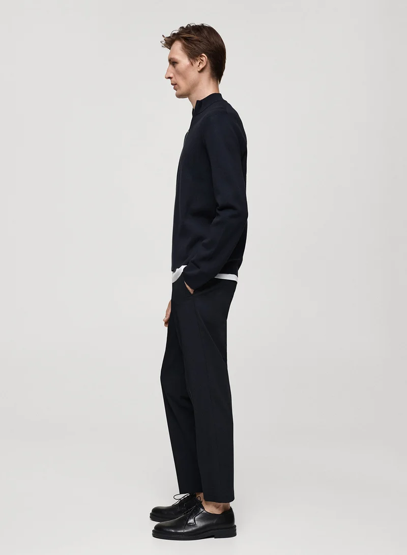 مانجو مان Medium-Knit Sweater With A Funnel Neck And Zip