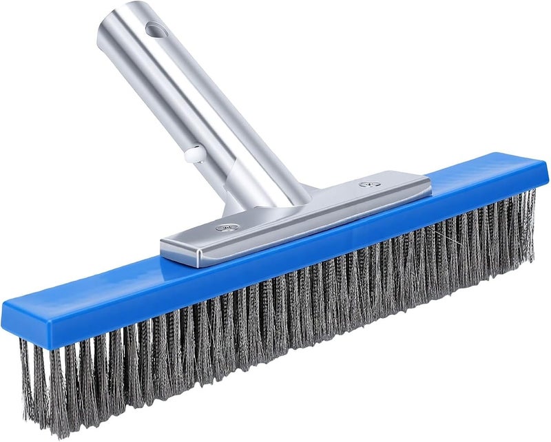 TOPINCN 10 Inch Pool Brush Head with Steel Filaments Aluminum Handle, Pool - Image 3