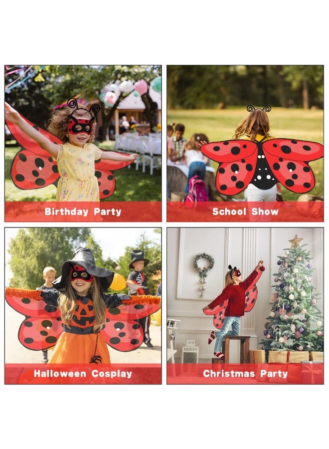 NajmStyle Ladybird Costume for Kids, 4 Pcs Animal Ladybug Fancy Dress up for Girls, Headband Tutu Skirt Wings Fairy Costume, Ladybug Costume for Girls for Carnival Cosplay Party Performance Prop - Image 3