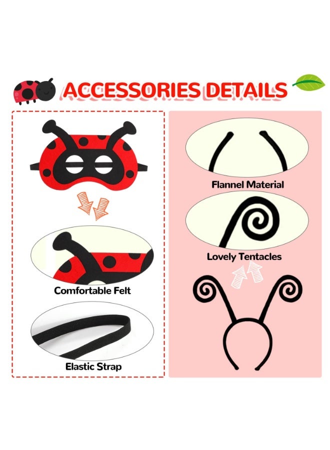 NajmStyle Ladybird Costume for Kids, 4 Pcs Animal Ladybug Fancy Dress up for Girls, Headband Tutu Skirt Wings Fairy Costume, Ladybug Costume for Girls for Carnival Cosplay Party Performance Prop - Image 5
