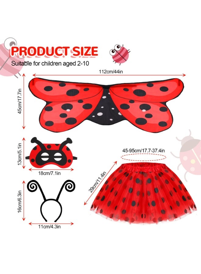 NajmStyle Ladybird Costume for Kids, 4 Pcs Animal Ladybug Fancy Dress up for Girls, Headband Tutu Skirt Wings Fairy Costume, Ladybug Costume for Girls for Carnival Cosplay Party Performance Prop - Image 4