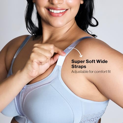 NYKD by Nykaa Women’s Full Support M-Frame Heavy Bust Everyday Cotton Bra | Non-Padded | Wireless | Full Coverage| Bra, NYB101, Light Blue, 38D, 1N - Image 4