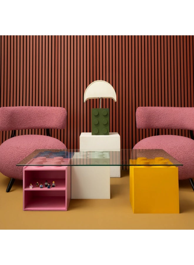 ليبلوك طاولة قهوة Cubara II – تصميم مكعب معياري أنيق بسطح زجاجي مقسّى وتشطيب لَكّي فاخر  - Image 2
