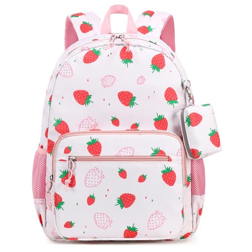 mygreen Backpacks for Girls Strawberry School Bags Kids School Bags Backpack with Coin Bag for Age 3+ Pink - Image 1
