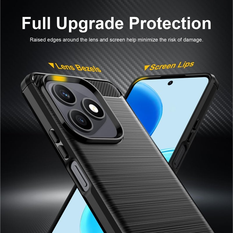 بارالونا غطاء لـ Honor X8d، [مقاوم للصدمات بدرجة عسكرية]، غطاء هاتف نحيف بنسيج ألياف الكربون، مقاوم للخدوش وخفيف الوزن - أسود - Image 4