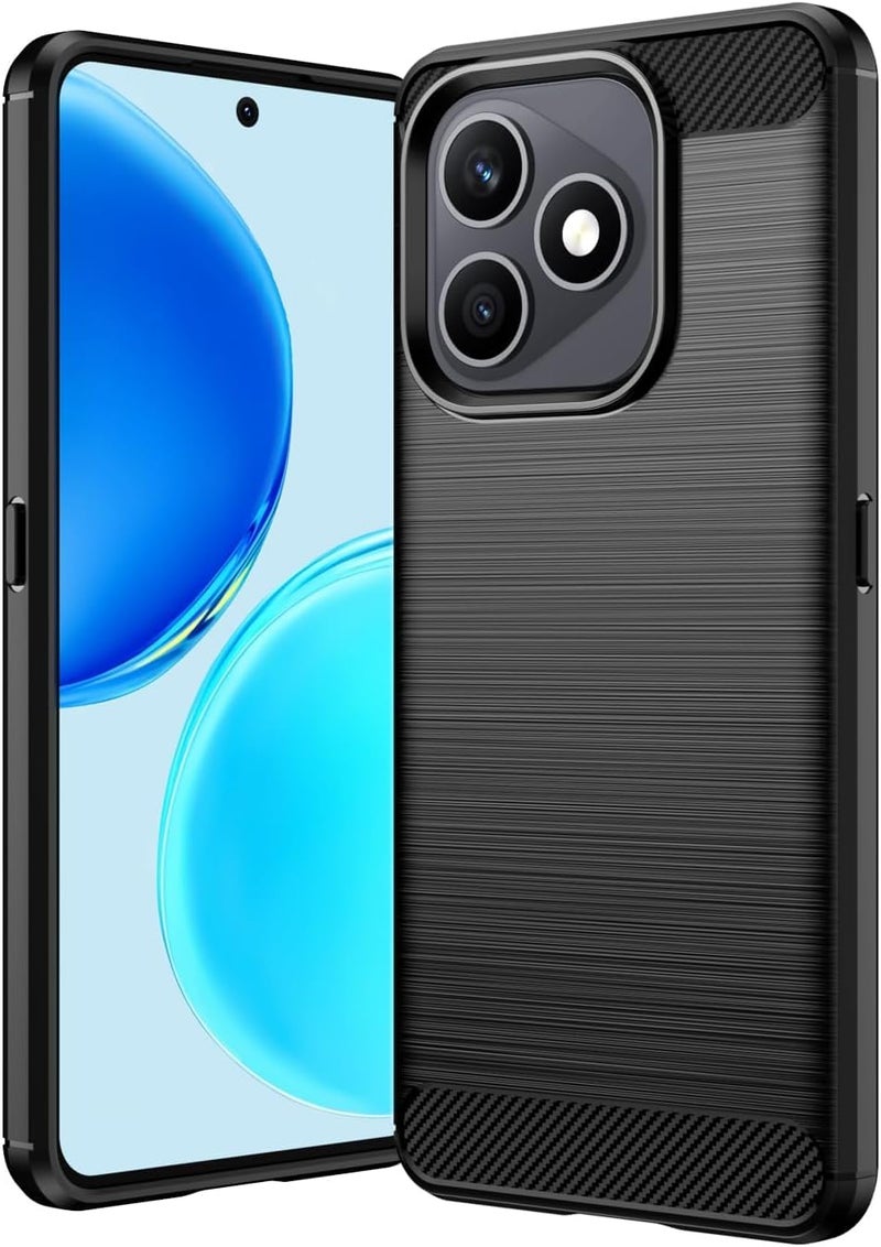 بارالونا غطاء لـ Honor X8d، [مقاوم للصدمات بدرجة عسكرية]، غطاء هاتف نحيف بنسيج ألياف الكربون، مقاوم للخدوش وخفيف الوزن - أسود - Image 1