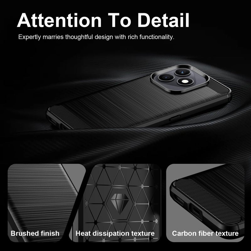 بارالونا غطاء لـ Honor X8d، [مقاوم للصدمات بدرجة عسكرية]، غطاء هاتف نحيف بنسيج ألياف الكربون، مقاوم للخدوش وخفيف الوزن - أسود - Image 5