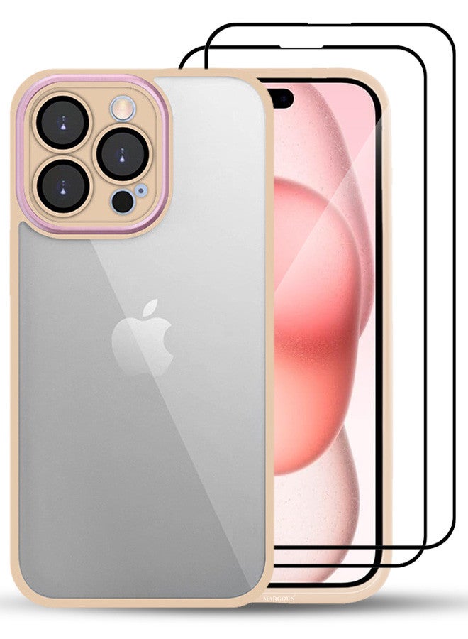 CATANES 3 Pack for iPhone 13 Pro Clear Case Cover and 2 Screen Protectors Shockproof Silicone Bumper Frame and Anti Drop Raised Camera Lens Protection Sand Pink  - Image 3
