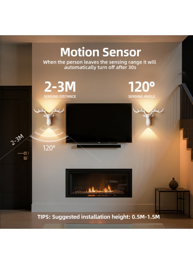 LED human-sensing decorative wall lamp, magnetic attachment without wiring, three lighting modes - Image 4