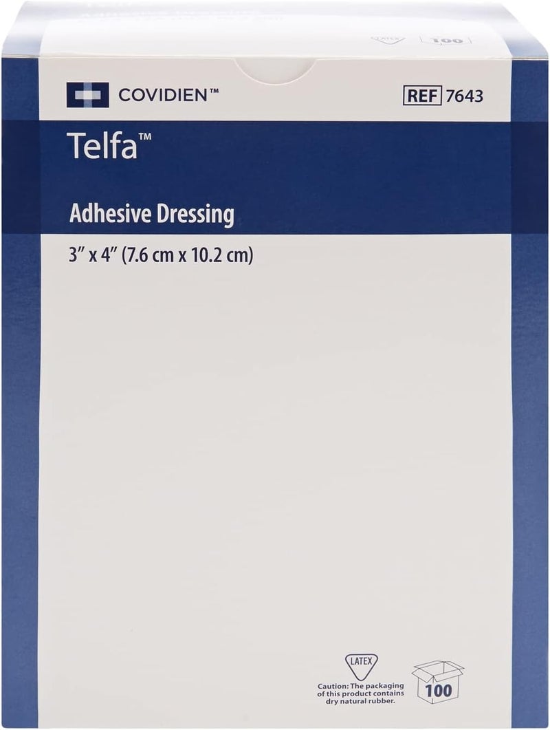 COVIDIEN TELFA Adhesive Dressings 3" x 4" - 100 Count Box - Image 2