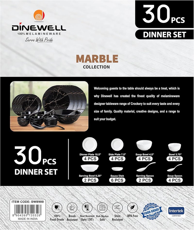DINEWELL Gulf climate fit MELAMINE ULTRA DINNER SET BLACK 30PCS Easy store & transit build - Image 4