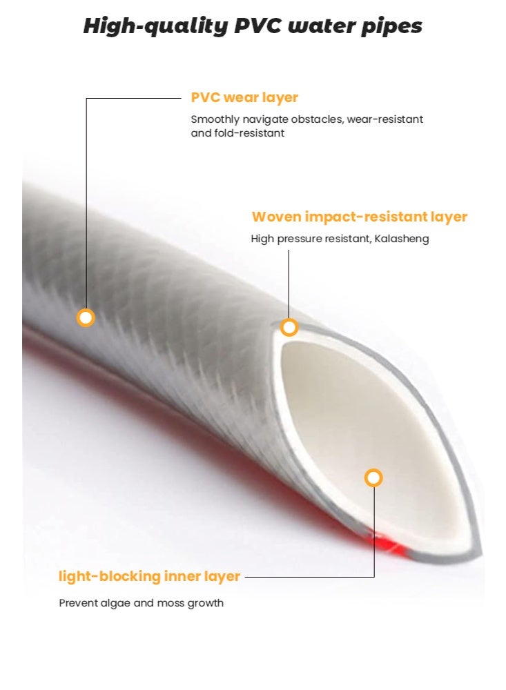 GGEROU 40m Garden Water Hose with Reel, Portable Wall Hanging, with Multi-Functional High-Pressure Water Gun and Water Pipe Bracket, Used for Garden Watering and Car Washing - Image 4