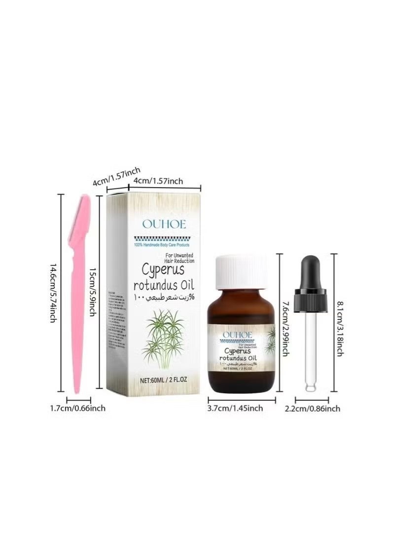 OUHOE Cyperus Rotundus Oil-Cyperus Rotundus Oil for Hair Removal,Skin Care Relaxation Cyperus Rotundus Oil,Gentle and Moisturizing,60Ml - Image 3