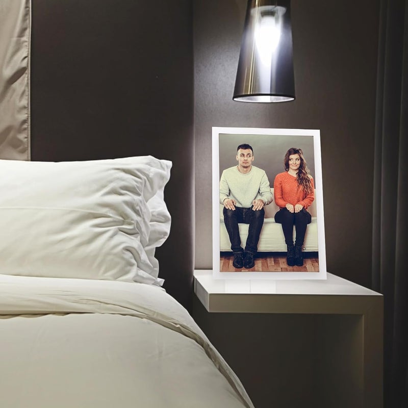 Healifty A3 White Wooden Wall Photo Frame, Indoor Photo Holder for Cross Stitch and Home Décor, Simple Style Painting Picture Frame for Living Room Display - Image 5