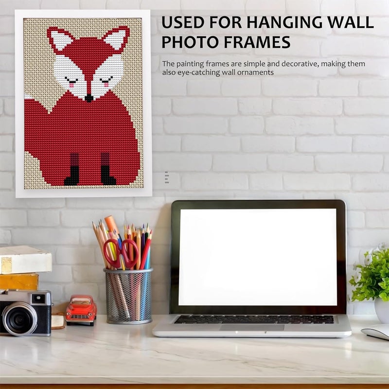 Healifty A3 White Wooden Wall Photo Frame, Indoor Photo Holder for Cross Stitch and Home Décor, Simple Style Painting Picture Frame for Living Room Display - Image 3