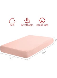 Moonsea Pack and Play Sheets 2 Pack, 100% Cotton Flannel, Fitted Portable Mini Crib Sheet for Girls Boys, Ultra Soft Breathable Convertible Playard Mattress Cover, Playard Playpen Sheet Warm, Grey & Pink  - Image 3