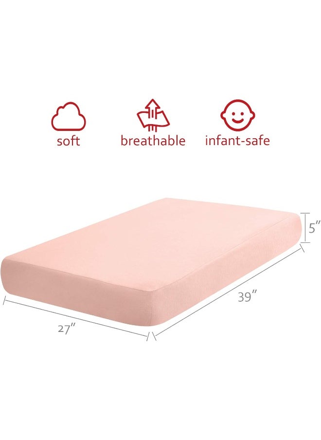 Moonsea Pack and Play Sheets 2 Pack, 100% Cotton Flannel, Fitted Portable Mini Crib Sheet for Girls Boys, Ultra Soft Breathable Convertible Playard Mattress Cover, Playard Playpen Sheet Warm, Grey & Pink  - Image 3
