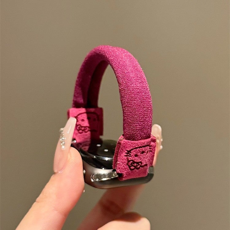 شريط نايلون مطاطي لطيف بشكل كيتي متوافق مع Apple Watch 10 و iWatch S9 S8 - Image 2