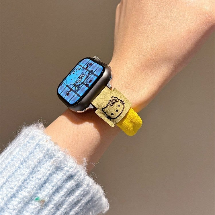 شريط نايلون مطاطي لطيف بشكل كيتي متوافق مع Apple Watch 10 و iWatch S9 S8 - Image 3