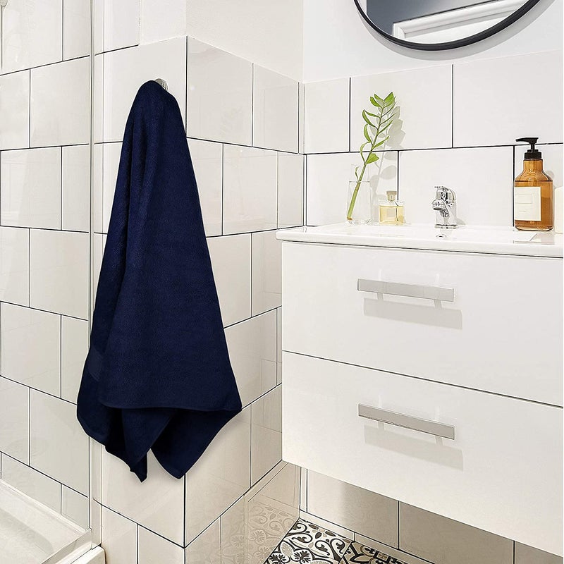 TIQH 650 GSM 100 Bamboo Soft Touch Absorbent Quick Dry Towel for Bath Beach Pool Travel Spa Shower 30x60 Inches Navy Blue - Image 1
